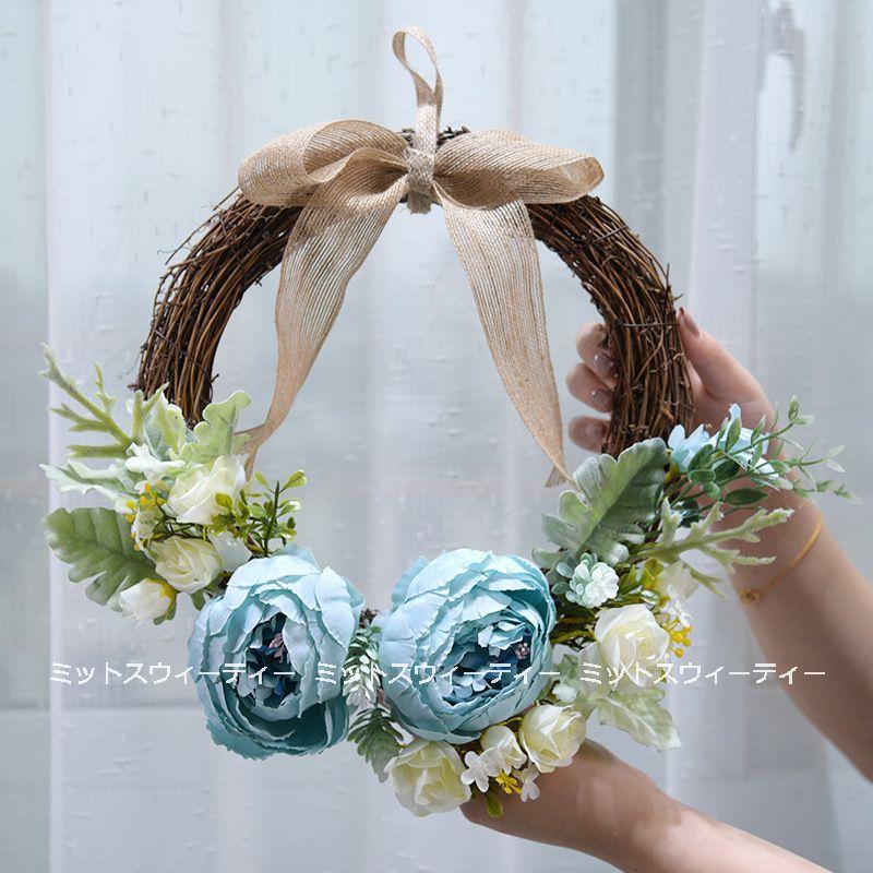 ドアリース 壁飾り 造花 花輪 壁掛け ドア飾り 玄関 庭園 部屋 アーティフィシャルフラワー 枯れない花 インテリア 結婚式 おしゃれ ナチュラル 北欧風 ブルー In18 ミットスウィーティー 通販 Yahoo ショッピング
