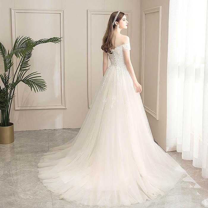 ウェディングドレス aラインドレス 結婚式 白 ウエディングドレス 