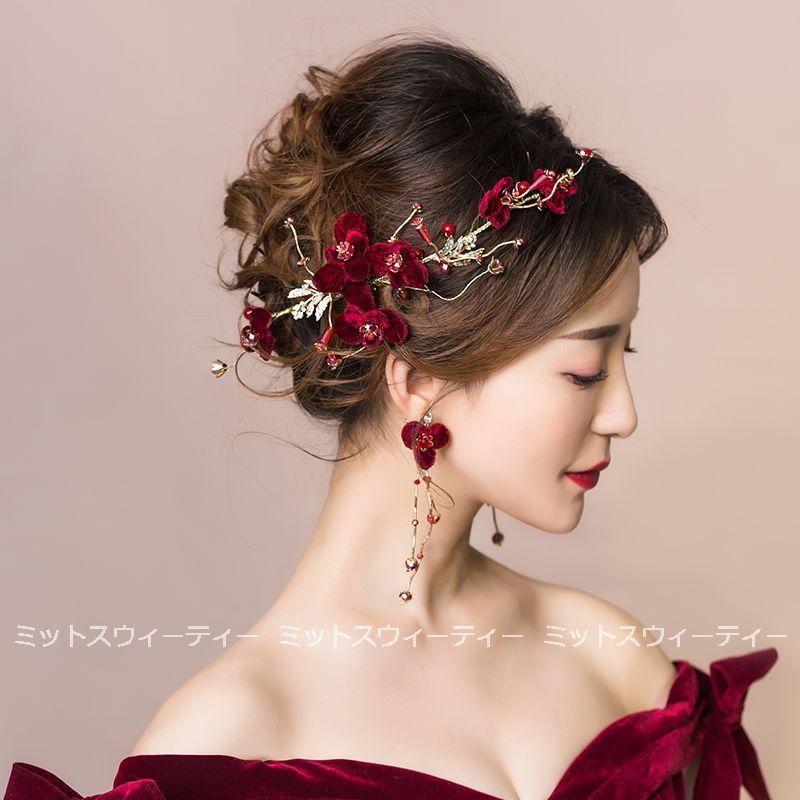 ウエディング ヘアアクセサリー フラワー ワインレッド 髪飾り 花嫁 ウェディング 結婚式 ヘッドドレス ブライダル パーティー 二次会 前撮り 発表会 卒業式 花 Km1043 ミットスウィーティー 通販 Yahoo ショッピング