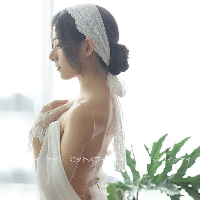 ウェディング ヘアバンド レース リボン ヘアアクセサリー 結婚式