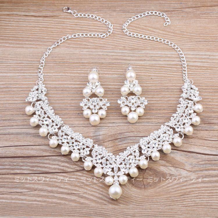 ウェディングネックレス イヤリング ピアス ティアラ パール ライン