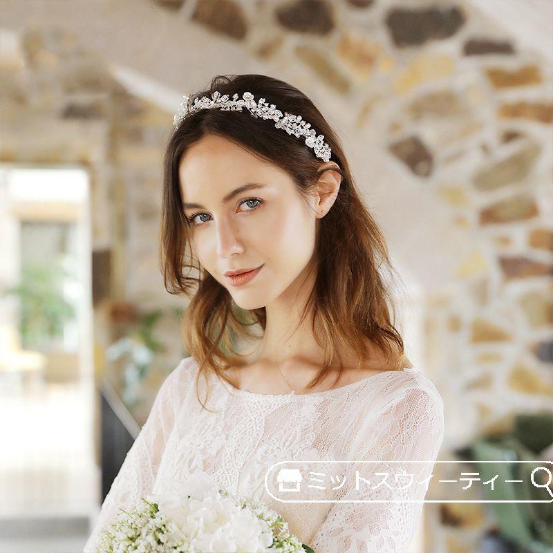 ウエディング カチューシャ ヘアバンド ビーズ ヘッドドレス ヘア