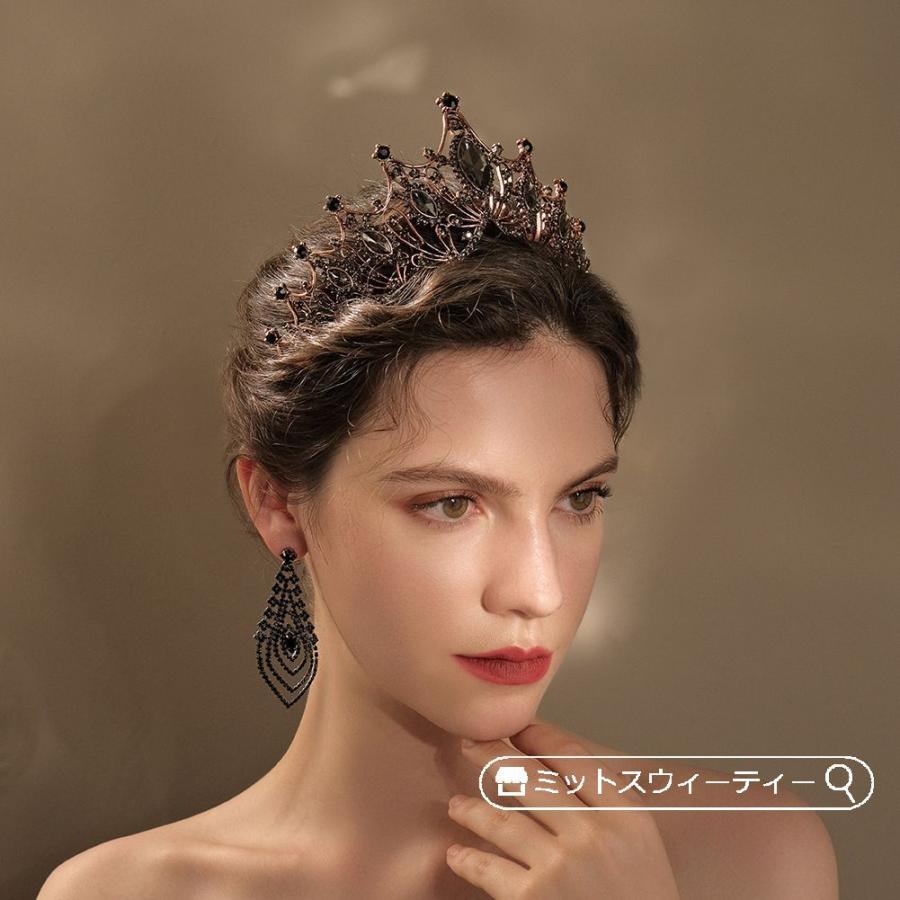 ウエディング ヘッドドレス ティアラ クラウン 王冠 ブラック 黒 舞台
