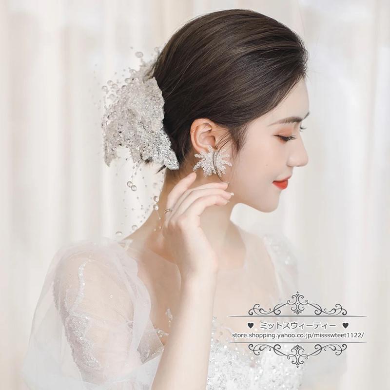 即納 ウェディング小物 ヘッドドレス ヘアアクセサリー リボン ビーズ 前撮り 結婚式 二次会 披露宴 花嫁 ブライダル 演奏会 ウエディング パーティー 発表会｜missswteet1122｜02