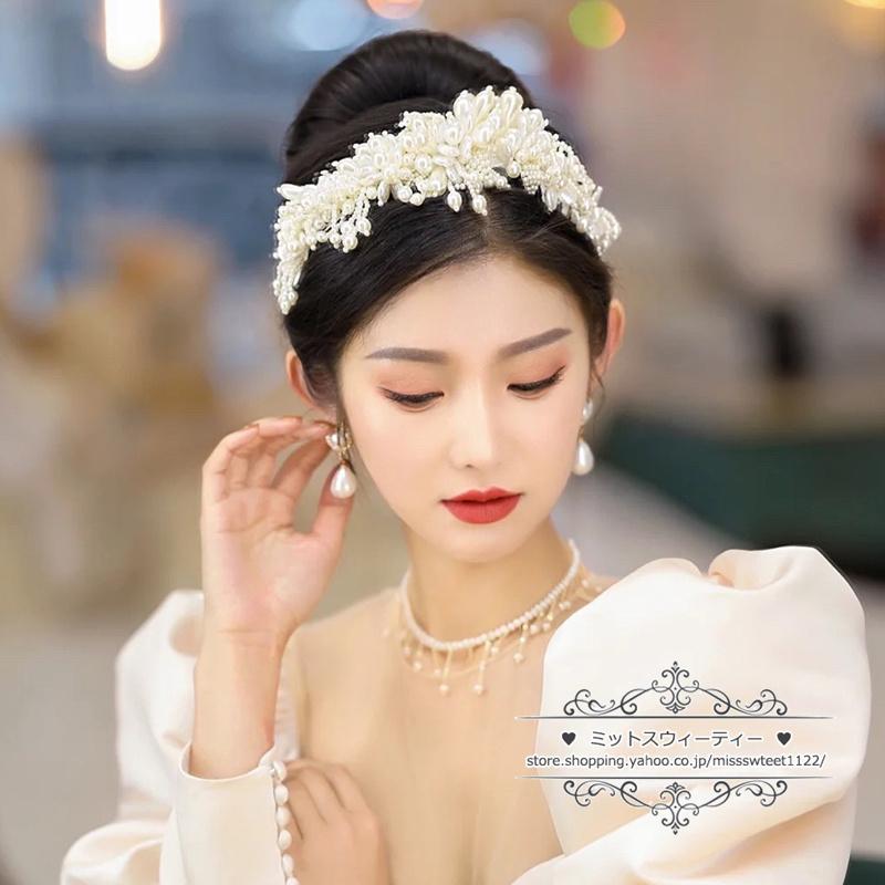 カチューシャ☆パールヘッドドレス♡ウェディングヘアアクセサリー結婚