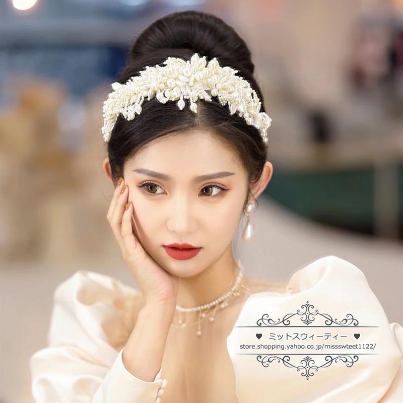 ウェディング小物 ボンネ カチューシャ ヘッドドレス ヘアアクセサリー