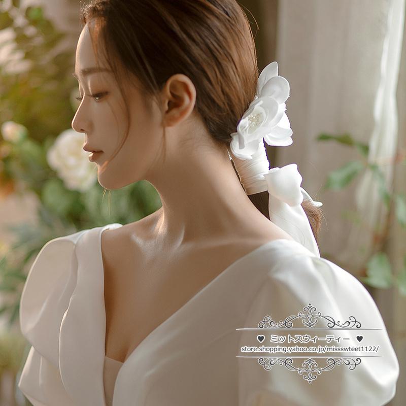 即納 ウェディング小物 コサージュ 花 フラワー ヘアバンド ヘッド