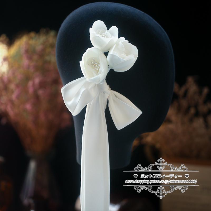 即納 ウェディング小物 コサージュ 花 フラワー ヘアバンド ヘッド