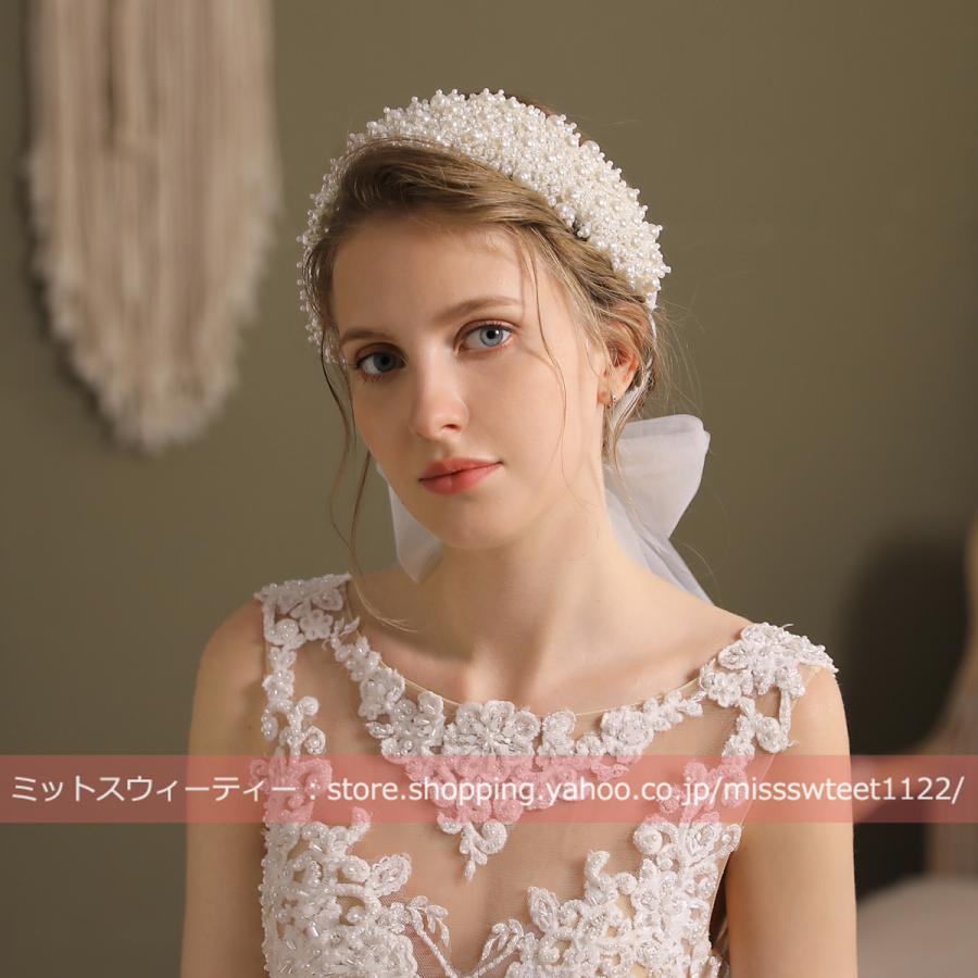 ウエディング ヘッドドレス ヘアバンド ボンネ 髪飾り 花嫁