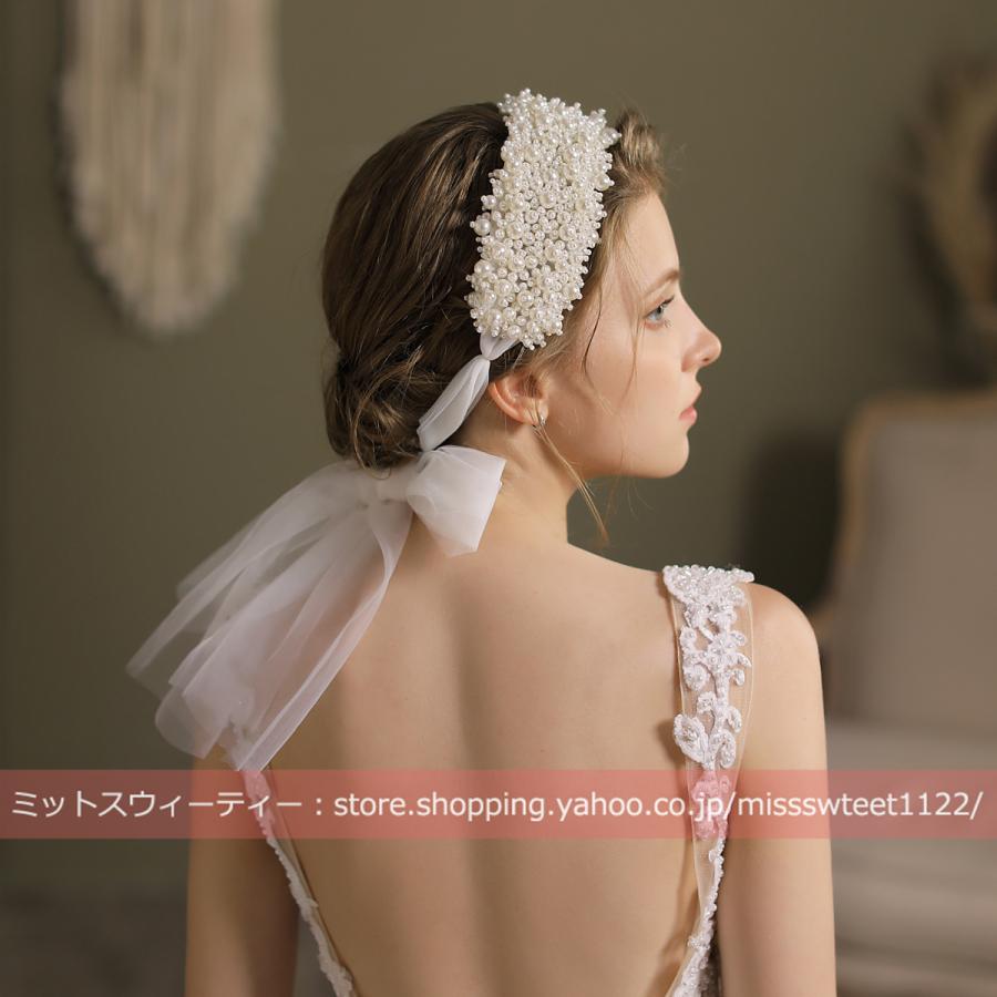ウエディング ヘッドドレス ヘアバンド ボンネ 髪飾り 花嫁