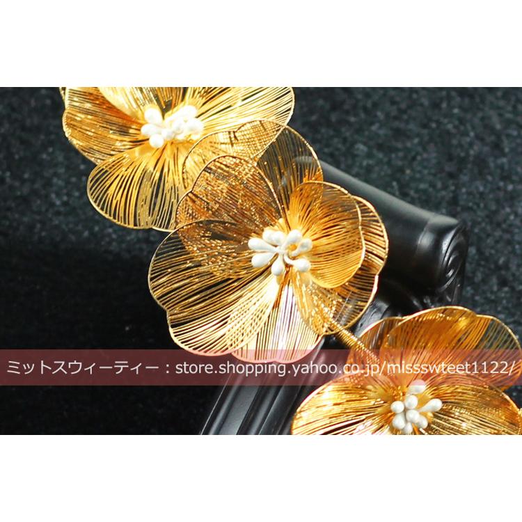 ウエディング ヘッドドレス フラワー ゴールド 花 髪飾り 花嫁 