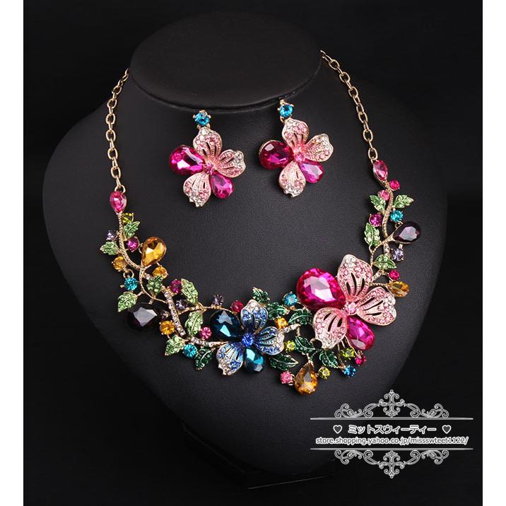 ADA K10 アンティーク　フラワー　デザイン　ネックレス　ピアス　セット ADA K10 アンティークフラワーデザインネックレスピアスセット