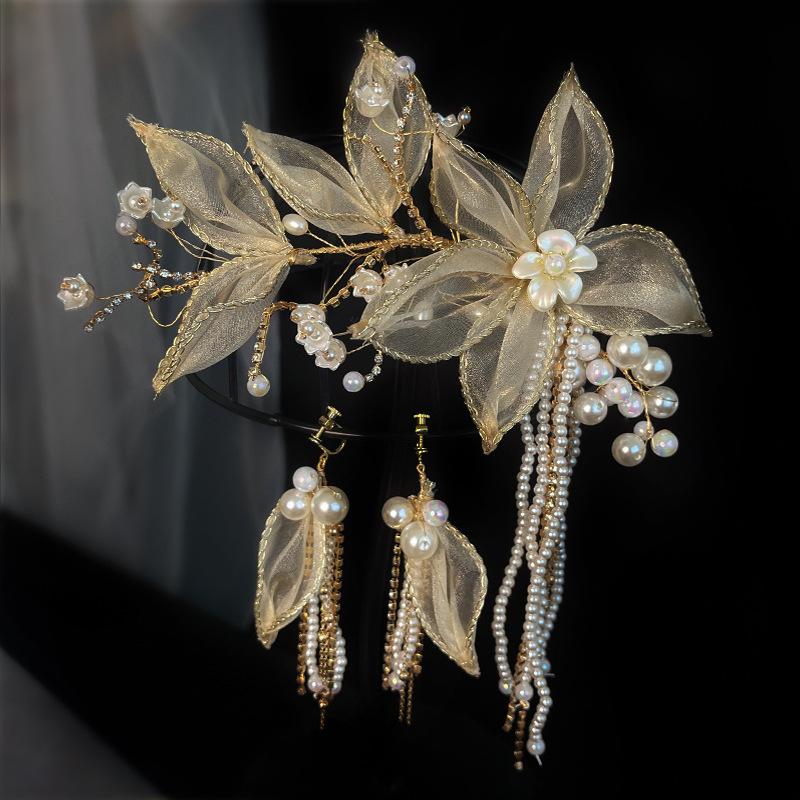 ウエディングヘッドドレス イヤリング ウェディング 髪飾り 花嫁