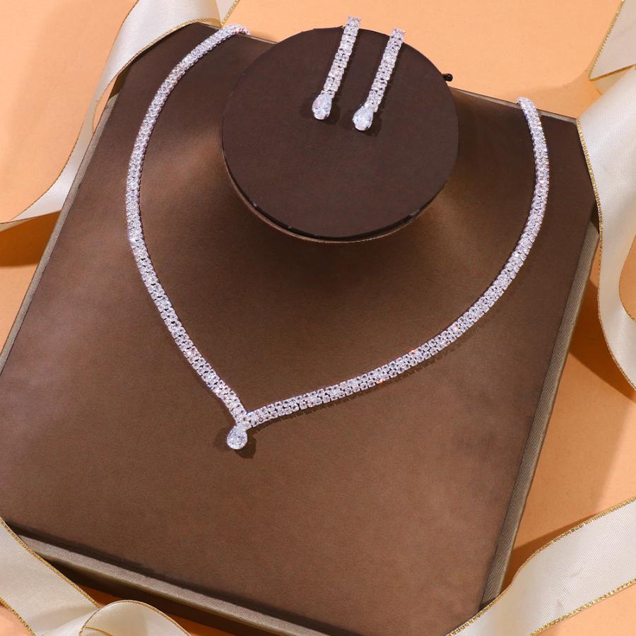 ウェディングネックレス ピアス セット シンプル 結婚式アクセサリー