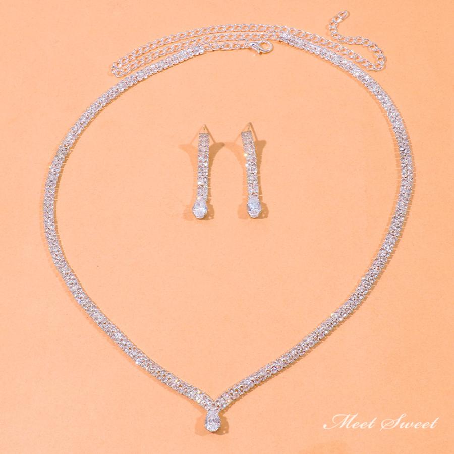 ウェディングネックレス ピアス セット シンプル 結婚式アクセサリー