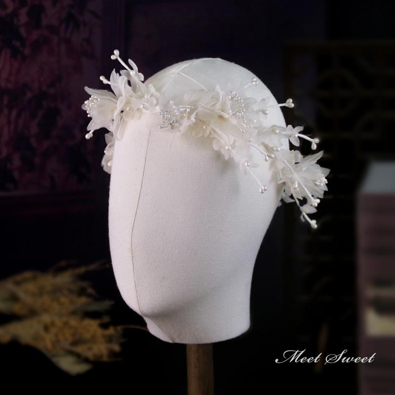 ウェディングヘッドドレス チュール フラワー 花冠 花かんむり 結婚式