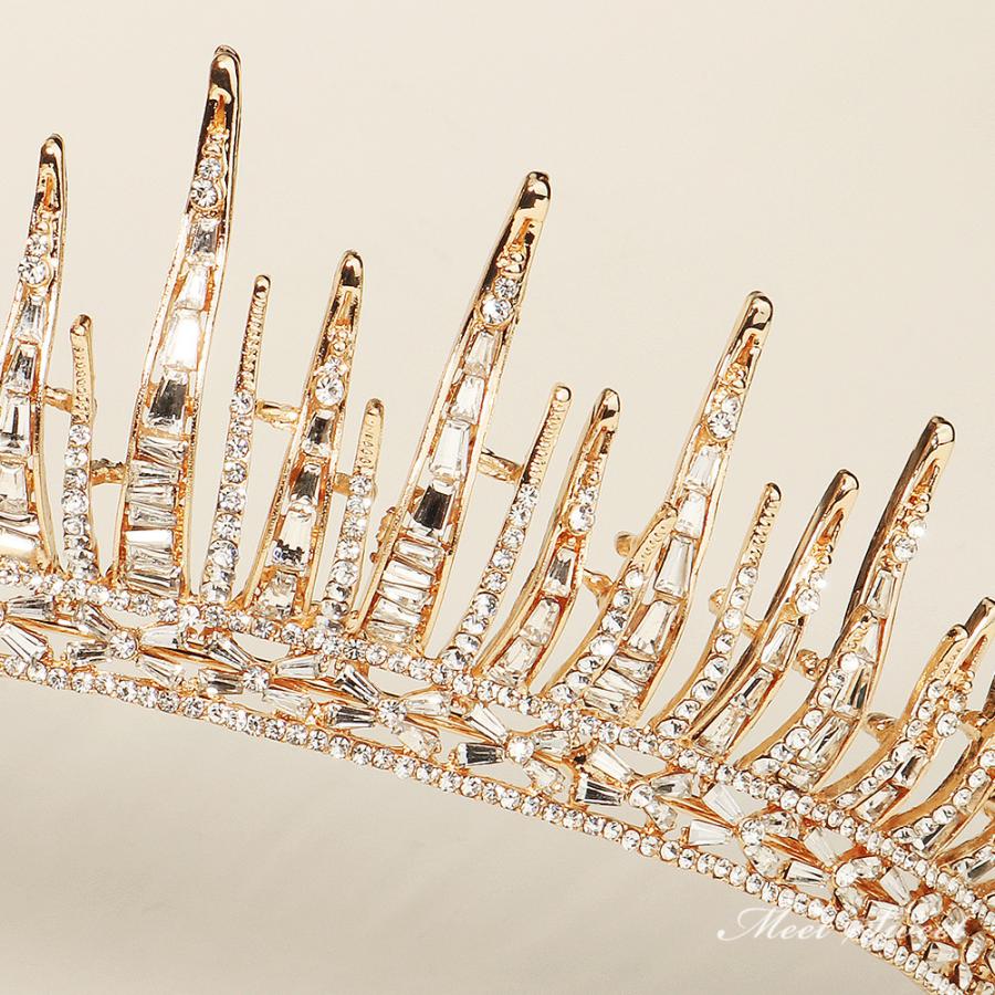 ウェディングヘッドドレス ティアラ プリンセス 王冠 結婚式 前撮り 二次会 発表会 演奏会 ブライダル パーティー 花嫁ティアラ ゴールド ビンテージ風 コスプレ |  | 05