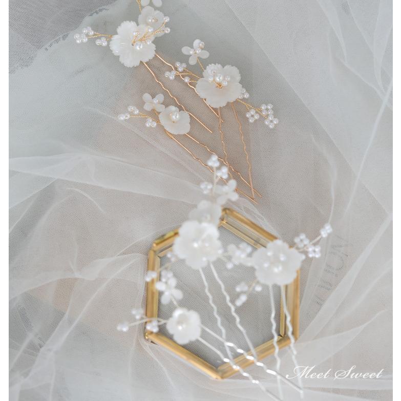 ウェディングヘッドドレス Uピン フラワー 小花 結婚式 髪飾り 前撮り