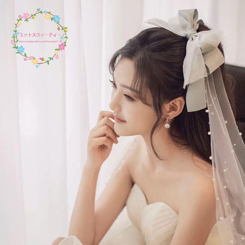 ウェディング ベール グレー パール リボン付き ウエディング ブライダル 花嫁 結婚式 小物 ちょう結び ウェディングベール ウエディング ブライダル ヘアピン Km199 ミットスウィーティー 通販 Yahoo ショッピング