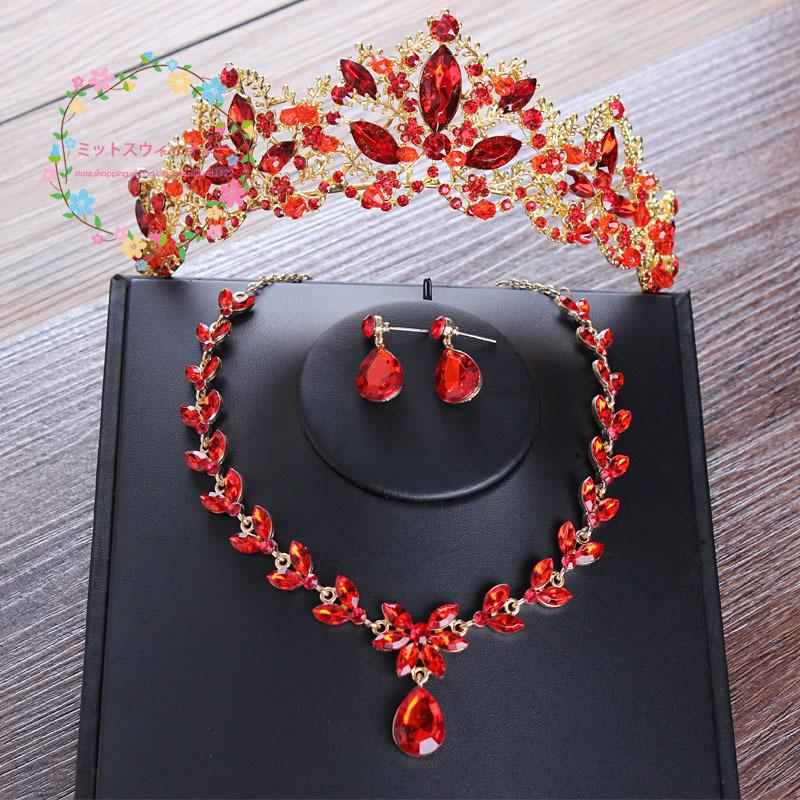 ティアラ ネックレス ピアス/イヤリング セット 髪飾り パーティー