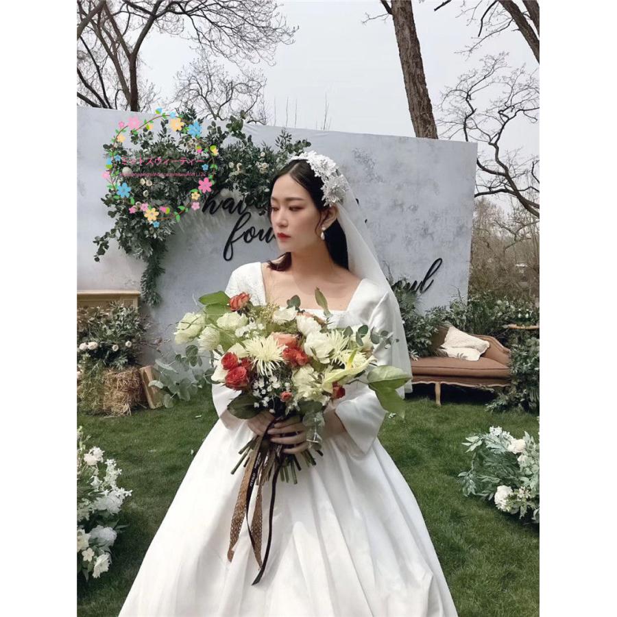 ウェディング ヘッドドレス カチューシャ チャペルベール フラワーベール パール ビーズ ブライダル 結婚式 花嫁さま 教会挙式 披露宴 パーティー 花嫁 前撮り Km354 ミットスウィーティー 通販 Yahoo ショッピング