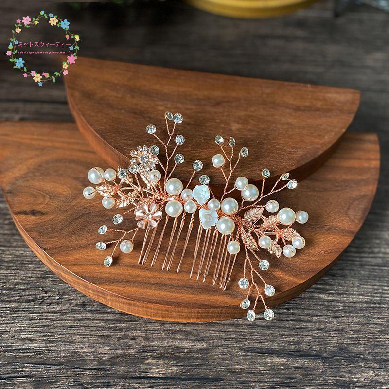 ヘッドドレス ヘアコームクリスタル 花 ブライダルウェディング髪飾り ヘアピン 髪飾り