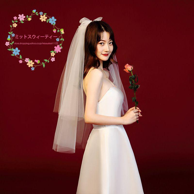 ウェディングベール ウエディング 結婚式 花嫁 ウェディングドレス ヴェール パーティー 2層 腰丈 結婚式用 教会挙式 披露宴 二次会 ウエディングベール Km773 ミットスウィーティー 通販 Yahoo ショッピング