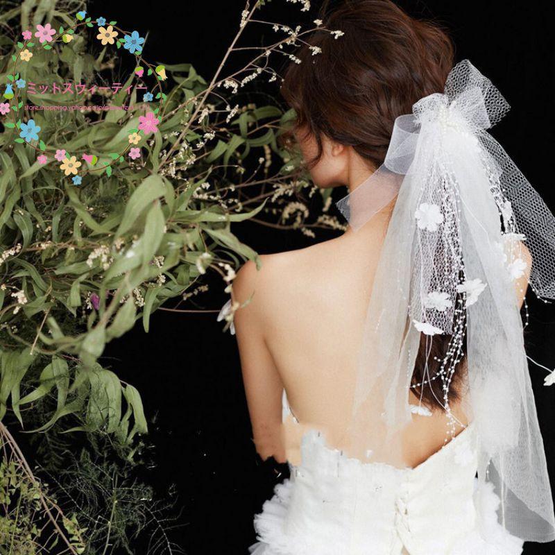 ウエディングベール リボン花ベール ウェディングベール ブライダルベール 小物 結婚式 花嫁 ショート丈 ホワイト 旅行 撮影 前撮り 後撮り ウェディング Km797 ミットスウィーティー 通販 Yahoo ショッピング