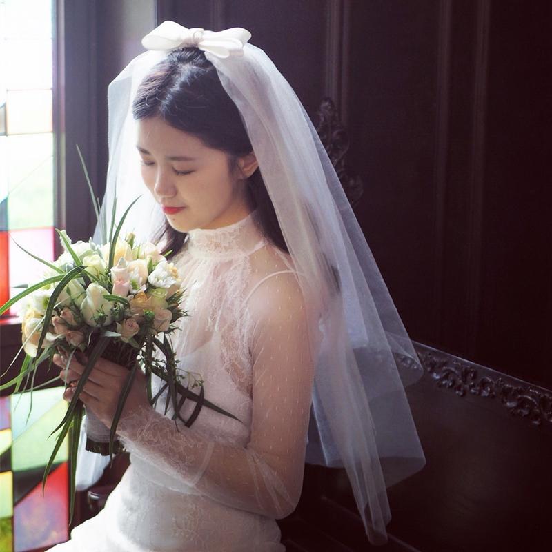 ウエディングベール ベール ヴェール ショートベール かわいい 優しい ミドルベール ヘッドドレス リボン ブライダル 花嫁 結婚式 二次会 ウエディングフォト Km818 ミットスウィーティー 通販 Yahoo ショッピング