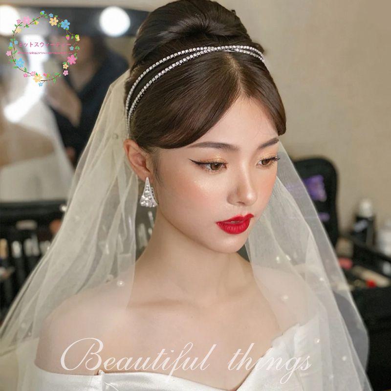 3u☆ウェディングヘアアクセサリーブライダル髪飾りヘッドドレス花嫁結婚式シルバー