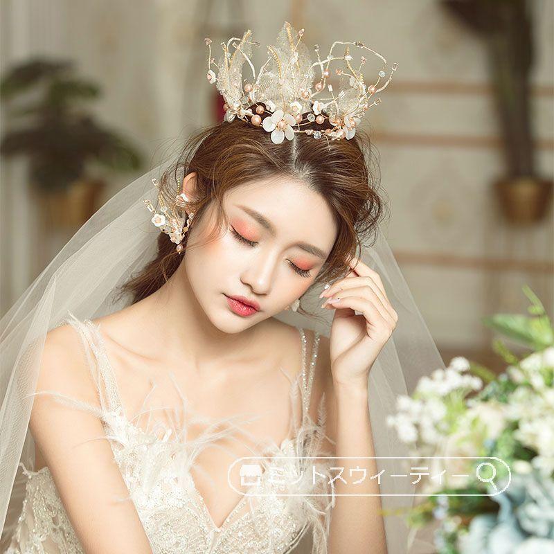 ご予約品 ウェディング ティアラ クラウン ヘッドドレス ブライダル 髪飾り 花嫁 パーティー 結婚式 ヘアアクセサリー 二次会 発表会 Qdtek Vn
