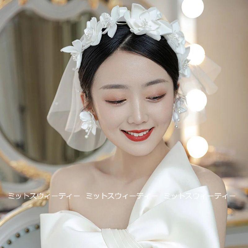 ヘッドドレス 髪飾り ヘアアクセサリー カチューシャ 結婚式 花柄 ウェディング