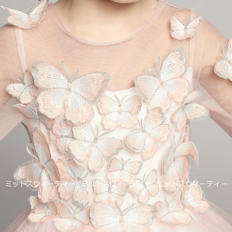子供 ドレス ピアノ発表会 女の子 ワンピース 衣装 花柄刺繍