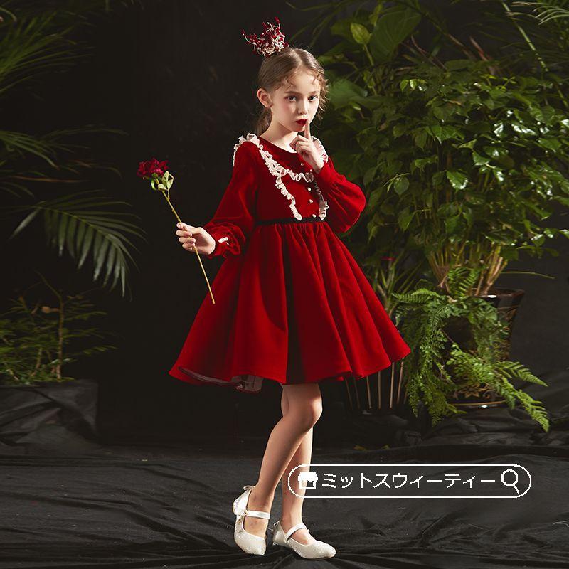 限定セール キッズドレス女の子子供赤ピアノ発表会演奏会セレモニーワンピース結婚式子どもフラワ 女の子ファッション Monteirodesign Com Br