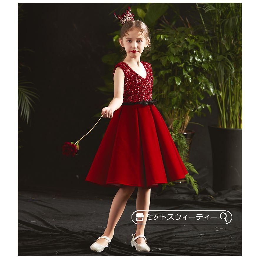 発表会 子供ドレス 2点セット 赤 ボレロ 秋冬 女の子 フォーマル 演奏  