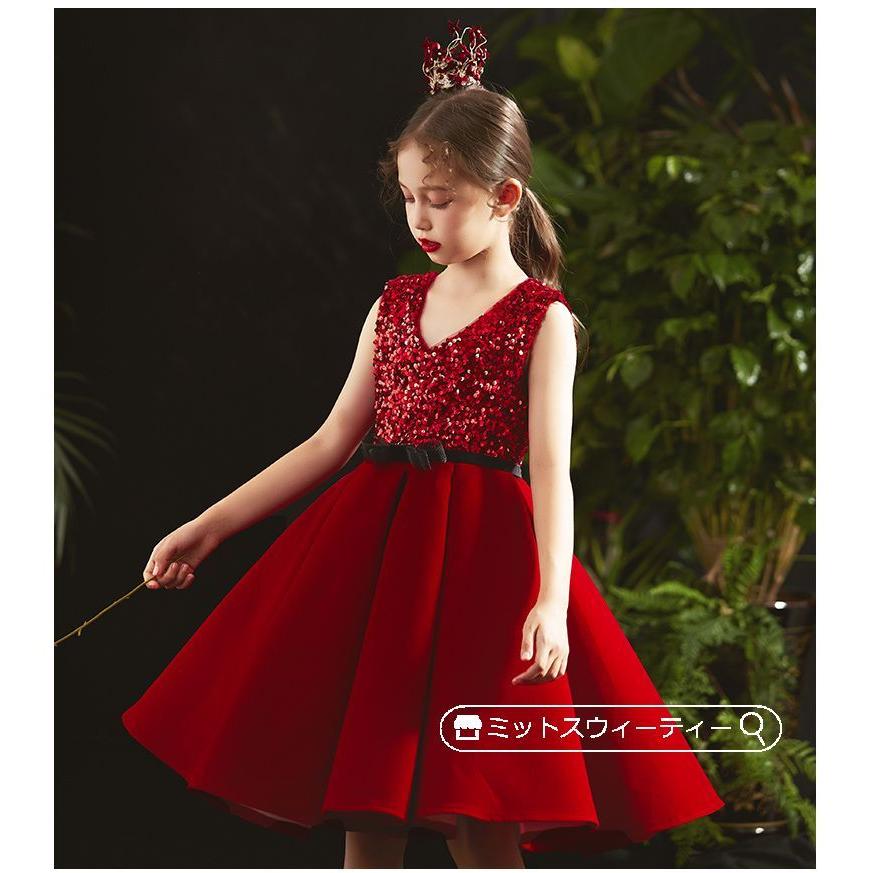 発表会 子供ドレス 2点セット 赤 ボレロ 秋冬 女の子 フォーマル 演奏  