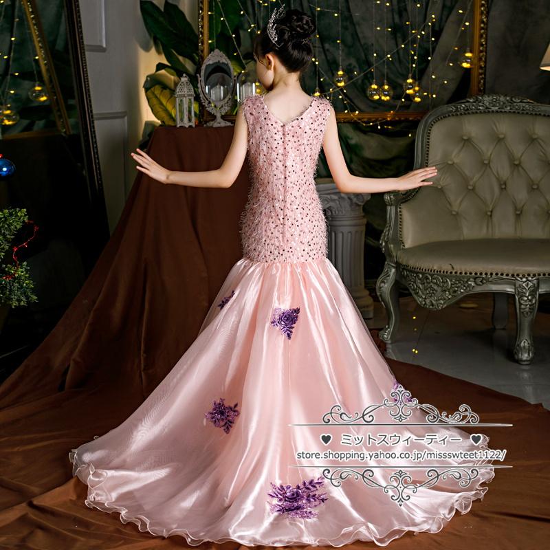 キッズ ドレス 子供ドレス マーメイドライン パープル 紫 女の子