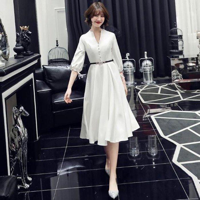 ウェディングドレス ワンピース パーティードレス 長袖 カラードレス ミモレ丈 ミニ丈 結婚式 花嫁 二次会 ドレス 演奏会 発表会 大きいサイズ 安い スカート Mini078 ミットスウィーティー 通販 Yahoo ショッピング