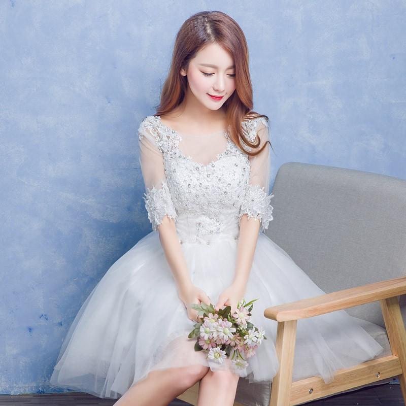 ミニドレス 安い ウエディングミニドレス 長袖 演奏会 パーティー