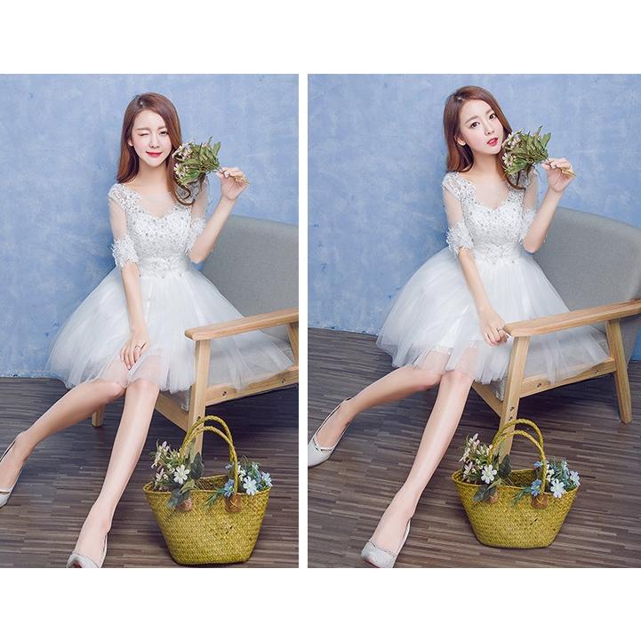 ミニドレス 安い ウエディングミニドレス 長袖 演奏会 パーティー