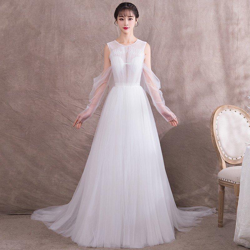 ウエディングドレス ロング 長袖 白 ピース シンプル 花嫁 結婚式 二次会 パーティードレス Aライン ウェディングドレス 演奏会 フォーマルドレス ブライダル Newazhs032 ミットスウィーティー 通販 Yahoo ショッピング