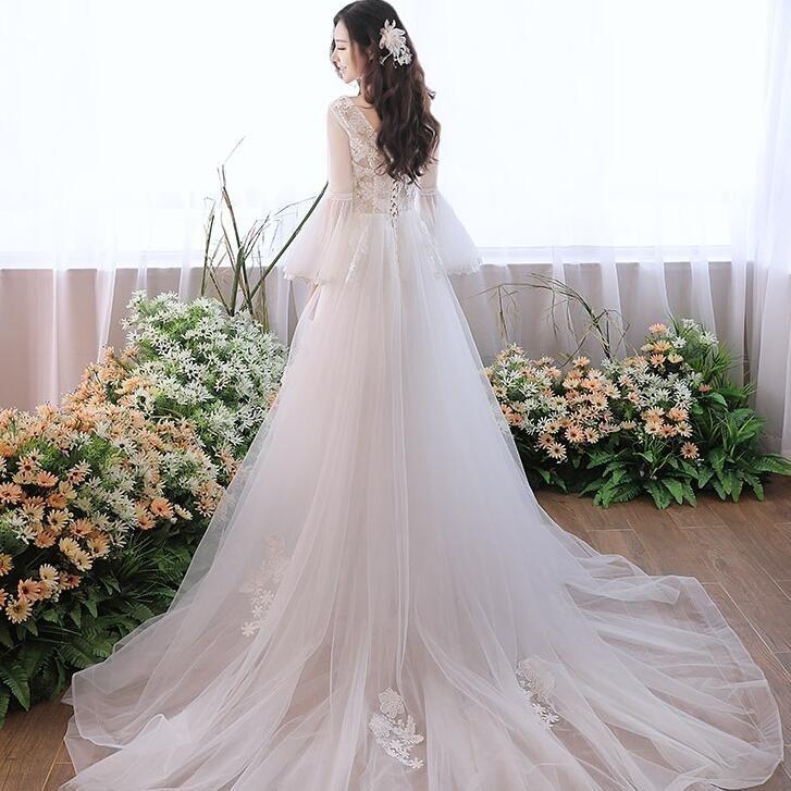 ウエディングドレス aライン 長袖 安い ウェディングドレス 花嫁 結婚