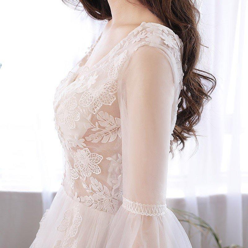 ウエディングドレス aライン 長袖 安い ウェディングドレス 花嫁 結婚