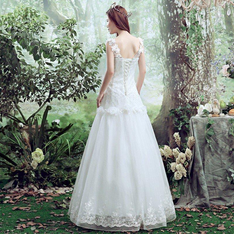 ウエディングドレス Aラインドレス 白 安い ウェディングドレス 花嫁 結婚式 ブライダル パーティードレス 二次会 ブライダル ロングドレス イブニングドレス_3