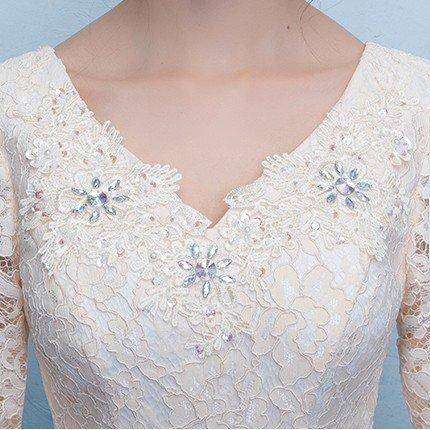 ウエディングドレス aライン オフホワイト 袖あり レース ウェディングドレス 花嫁 結婚式 ブライダル パーティー 二次会 ブライダル ロングドレス 安いの画像