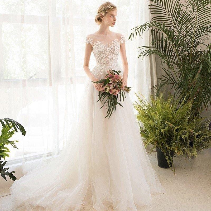ウエディングドレス aライン 白 安い 袖あり 花嫁 結婚式 ウエディングドレス aライン 白 安い 袖あり 花嫁 結婚式
