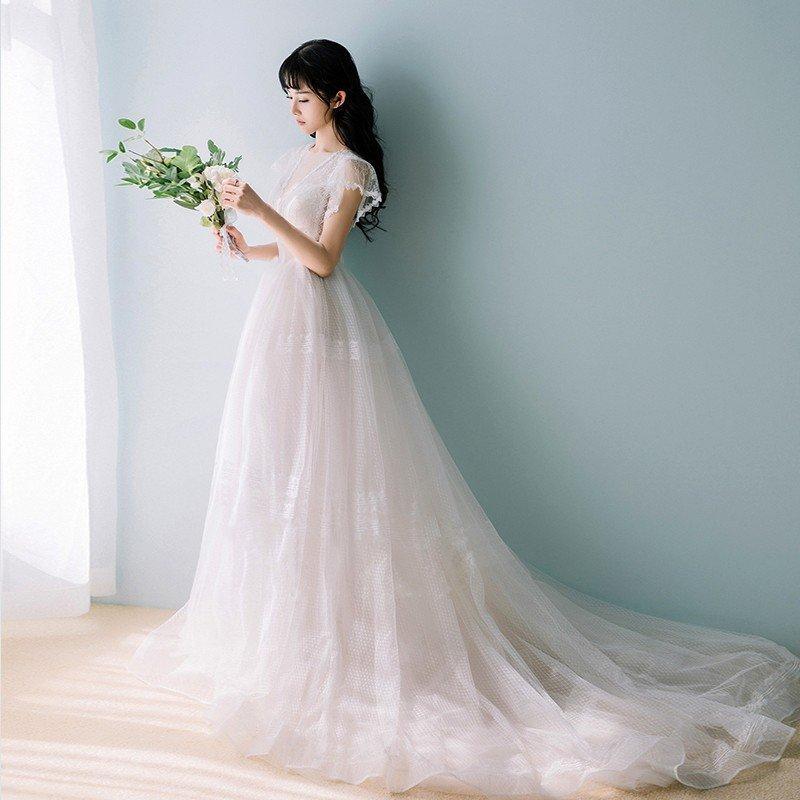 ウエディングドレス 安い 白 袖あり ロングドレス 結婚式 花嫁