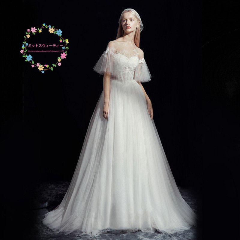 ウエディングドレス 安い 白 袖あり ロングドレス 結婚式 花嫁