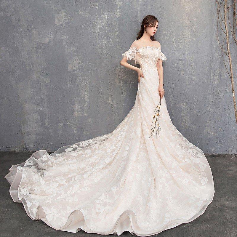 ウエディングドレス 安い 白 袖あり 上品 ロングドレス 結婚式 花嫁 ブライダル ウエディングドレス aライン 二次会 パーティードレス 演奏会  フォーマルドレス