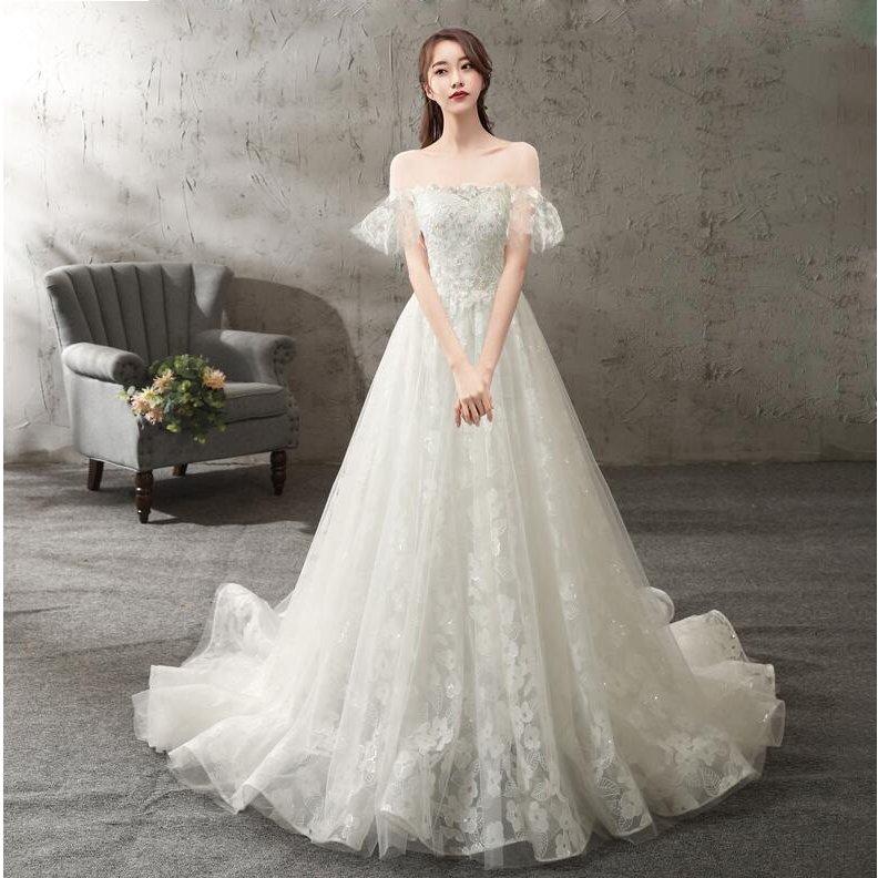 ウエディングドレス 安い 白 袖あり 上品 ロングドレス 結婚式 花嫁